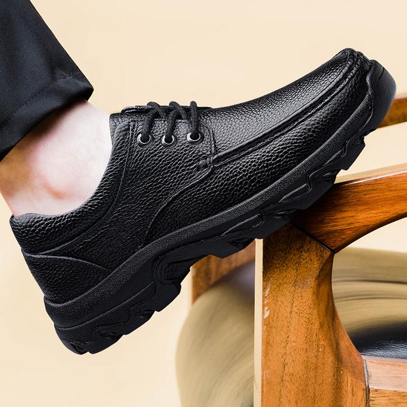 Leather shoe Outdoor Casual Men Shoes lace up Adult Black dress Autumn Winter shoes Wear-Resisting big size 48 49 50 51