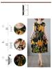2025 Summer Floral Cotton-Silk A-Line Dress: Women's Short Sleeve, Loose Waist, Slimming Tie Mid-Length