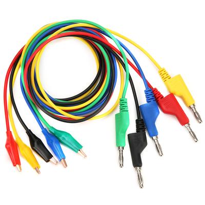 P1044 5Pcs 4mm 1m Stackable Banana Plug To Clip Test   Testing Cable Wire for Multimeter