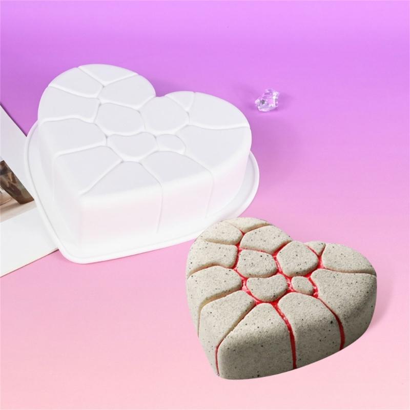 Crack Heart Silicone Molds Nonstick Mousses Cake Molds Cake Decorating Tool for Truffles Cheesecakes Easily to Clean