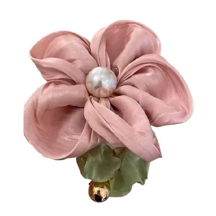 

Flower Scrunchies Ponytail Holder Hair Rope Floral Pearls Hair Ornamen Complements Both Casual And Wedding Parties рожевий