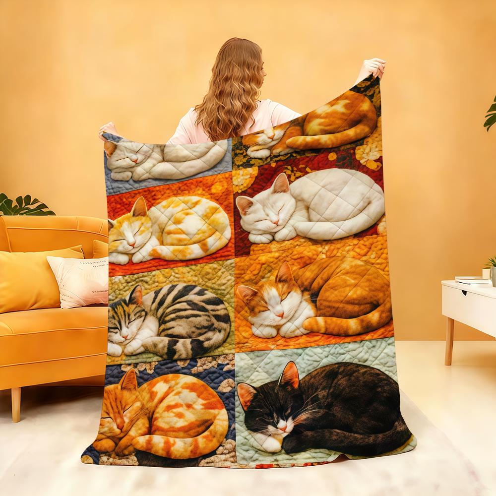 Manta de Estilo Bohemio con Temática de Gatos para Mantita Suave para Picnic Cama Sofá Hogar Dormitorio Acogedora Cálida Cómoda