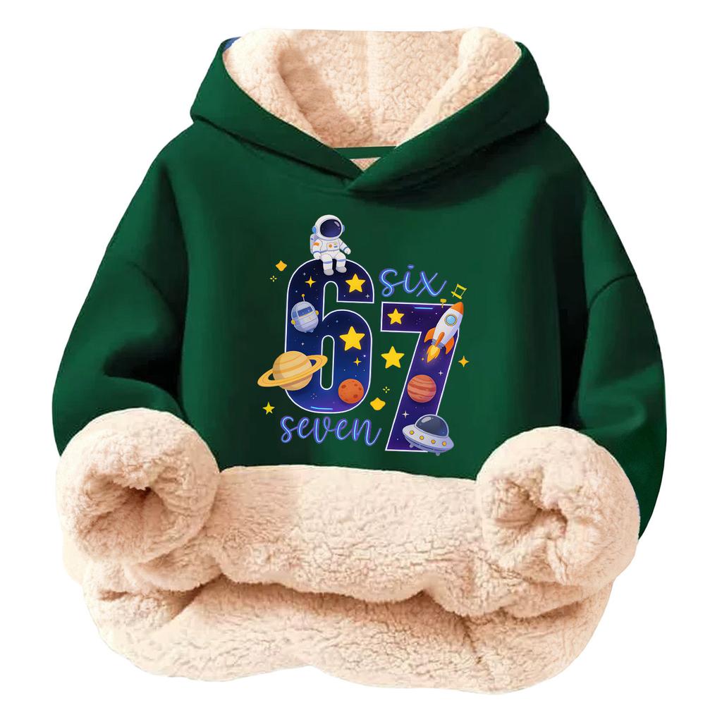 Children's Fashionable Printing Casual Fleece Hooded Loose Fit Hoodie Without Pockets