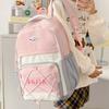 School Bag for Female Junior High School Students, Korean Version Ins Color Matching Drawstring Design Large-capacity Backpack Outdoor Travel Backpack