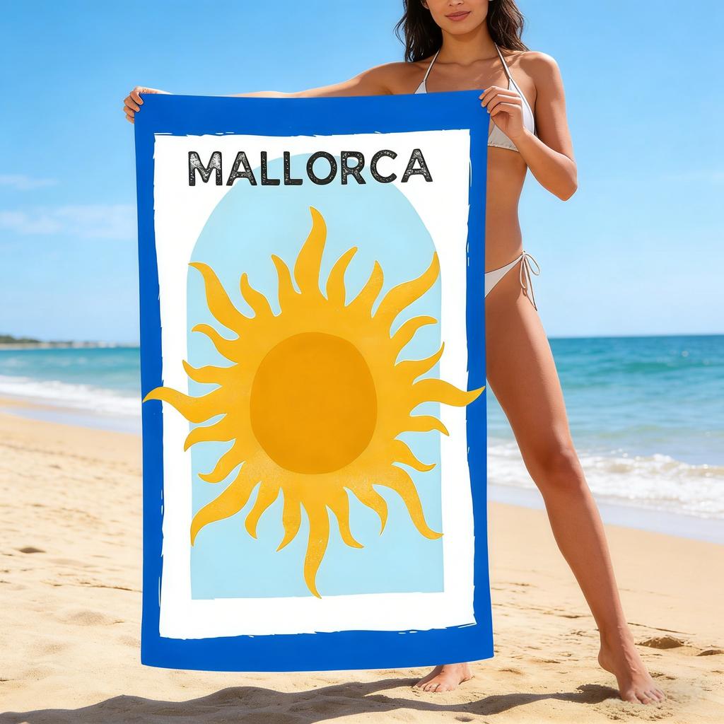 Mallorca Island Style Beach Towel Warm Gift Choice Soft Skin Friendly for Beach Vacation Fans Family Summer Travel