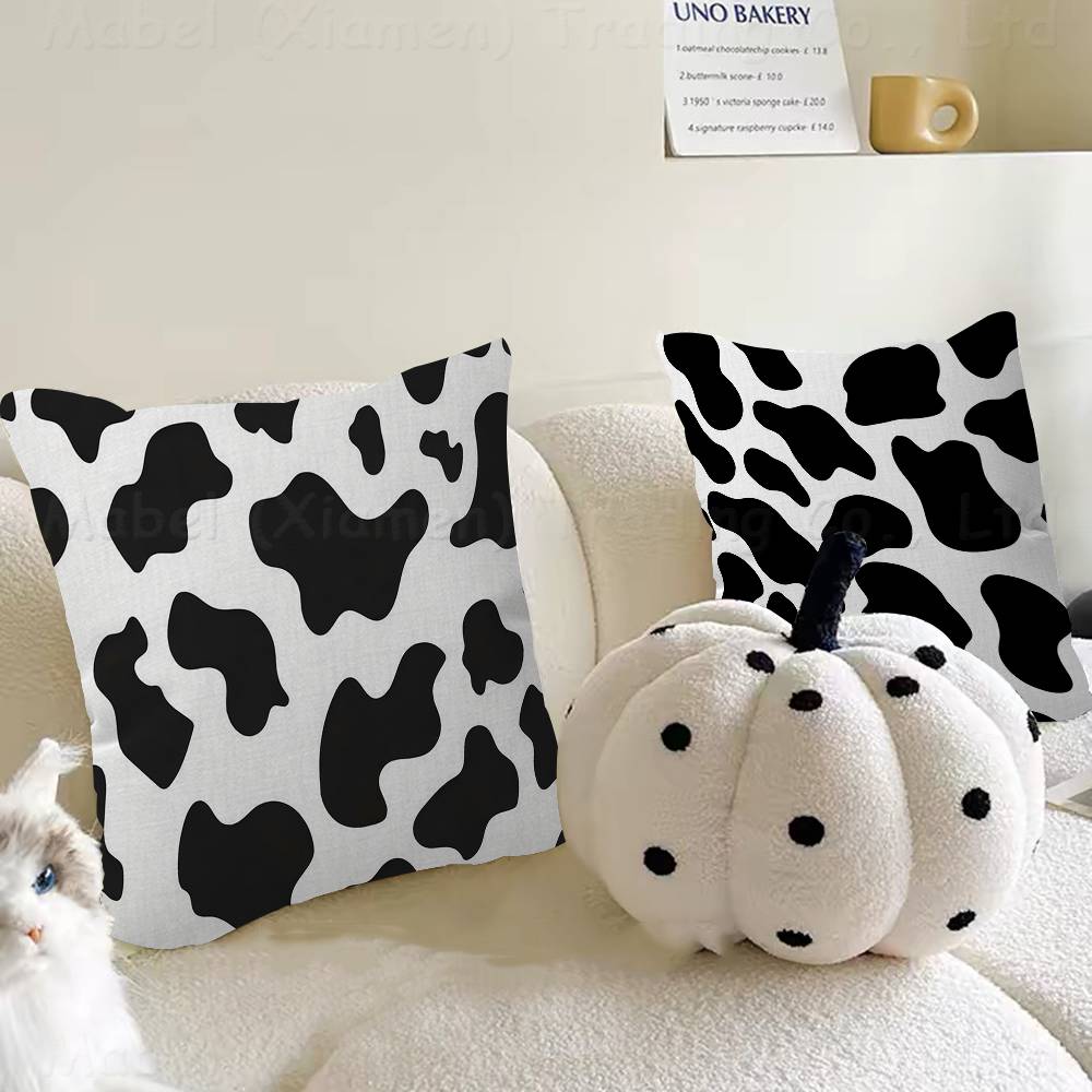 Black And White Cow Print Cushion Cover Pillowcase Upholstery Sofa Throw Pillow Home Decor Pillowcas
