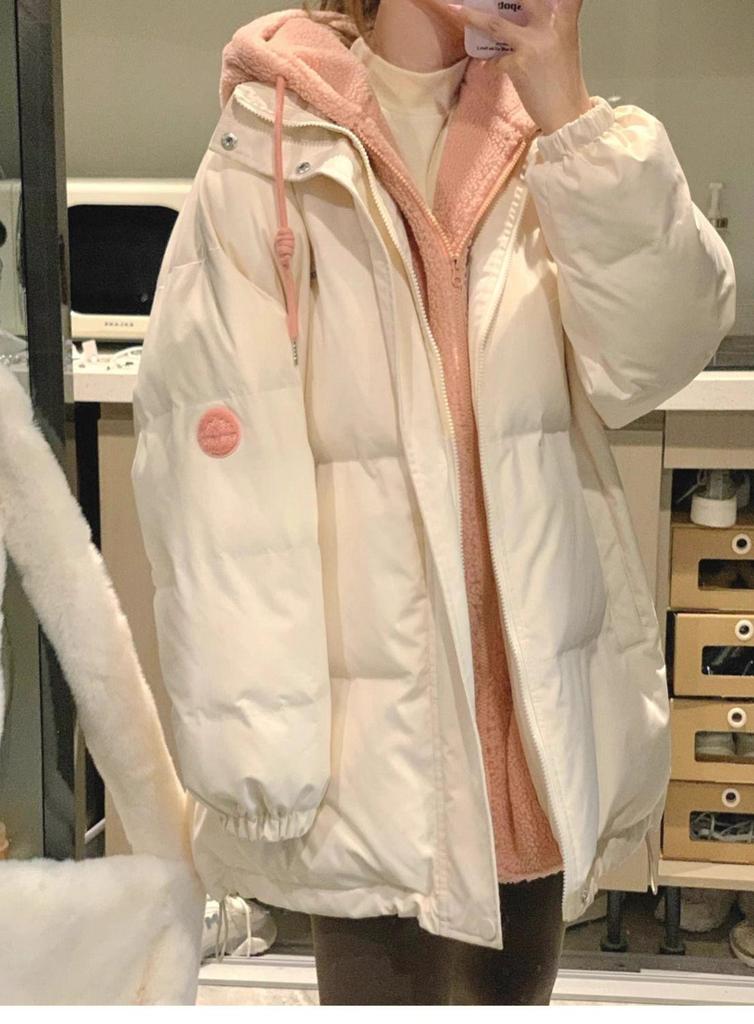 2025 Women's Oversized Down Cotton Jacket - Trendy Thickened Two-Piece Winter Outerwear