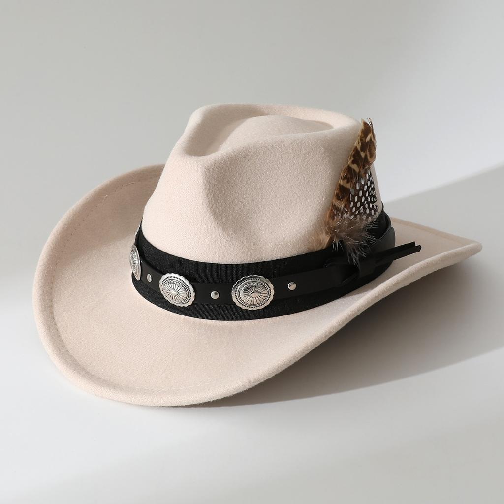 Rongmei's new autumn and winter hats for women, European and American retro woolen western cowboy hats for men, versatile and fashionable with large