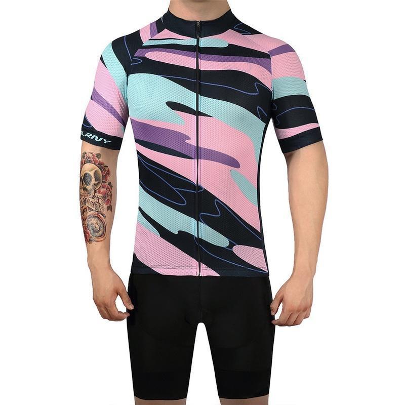 Summer Short Riding Bicycle Cycling Clothing Set Men Sport Jerseys Suits White Bib Pants Bicycle Clothes