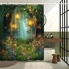 Fantasy Forest Shower Curtain Wonderland Spring Garden Fairy Magic Jungle Misty Forest Farmhouses Mushroom