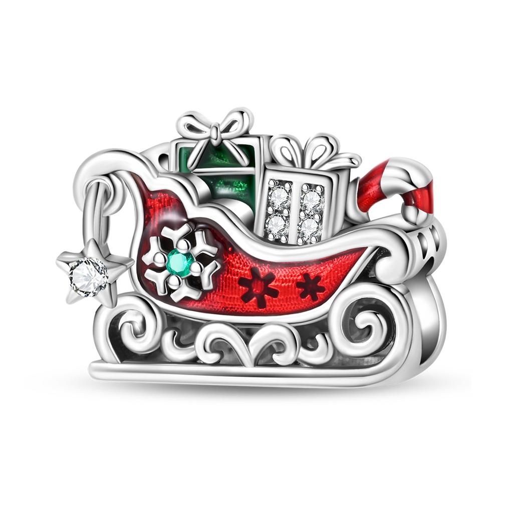 Stering Copper Christmas Charms Santa Claus Moose Boots Bell Winter Bead Pendant Fit Original Bracelet Diy For Women Jewelry