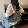 Large Capacity Commuter Tote Bag Women's Denim Shoulder Crossbody Bag