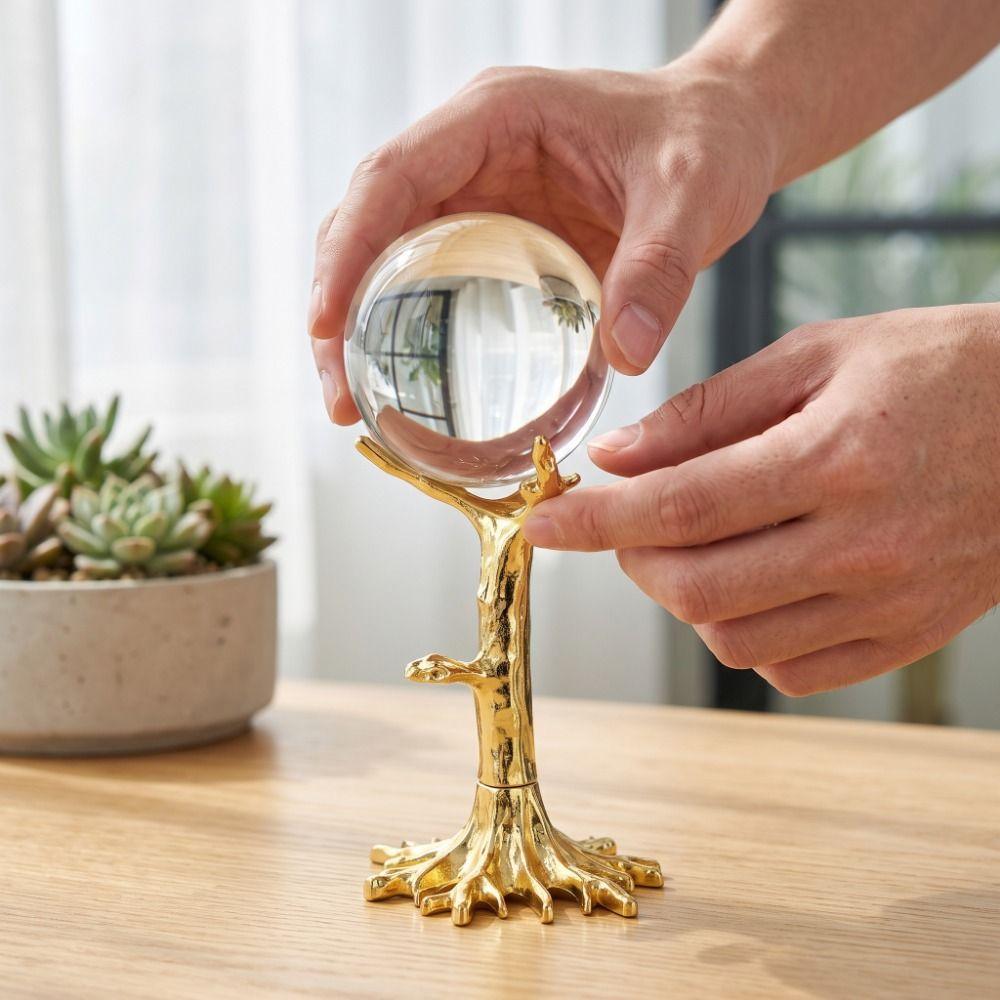 Electroplating Crystal Ball Holder Zinc Zinc Zinc Alloy Desktop Ornament Crystal Ball Display Stand Bedroom