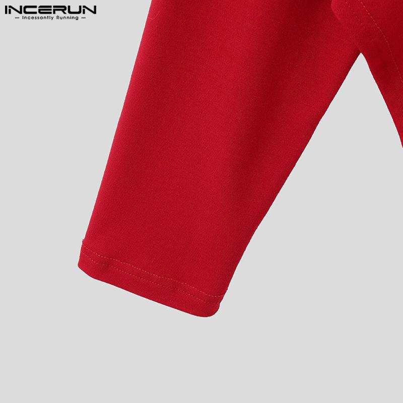 INCERUN Herren V-Ausschnitt Langarm Cutout Unregelmäßig Lässig Slim T-Shirts Unterhemden