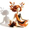 Figurine de Méditation Yoga Abstraite Statue d'Art en Résine Peinte à la Main pour Femmes