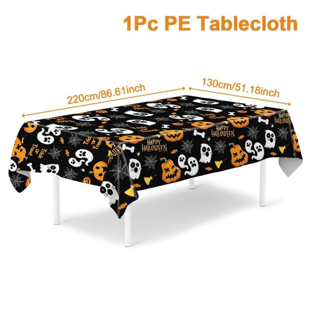 Plastic Halloween Tablecloth Bronzing Table Decoration Pumpkin Table Cover Pumpkin Ghost Haunted House Tablecover