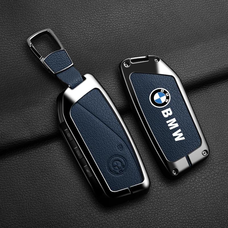 Car Sticker Hot 2025 Zinc Alloy Leather Car Remote Key Case Cover for BMW X1 U11 X7 G07 XM G09 i7 7 Series G70 LCI iX I20 U06 G8