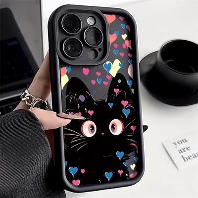 Katzen-Telefonhülle für iPhone 11 Hüllen iPhone 13 14 15 Pro Max 12 7 8 Plus XS X XR SE SE3 15promax Liquid Silicon Fundas Covers