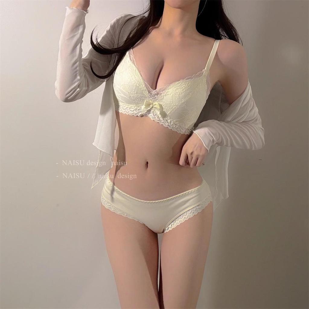 Französische Spitze Push-Up BH Set: Bügellos, Verstellbar, Seitenhalt, Anti-Durchhängen, Perfekt für kleine Brüste