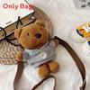 Cartoon Bear Plush Mini Sling Bag With Inner Pocket For Teens Streetwear Fashion