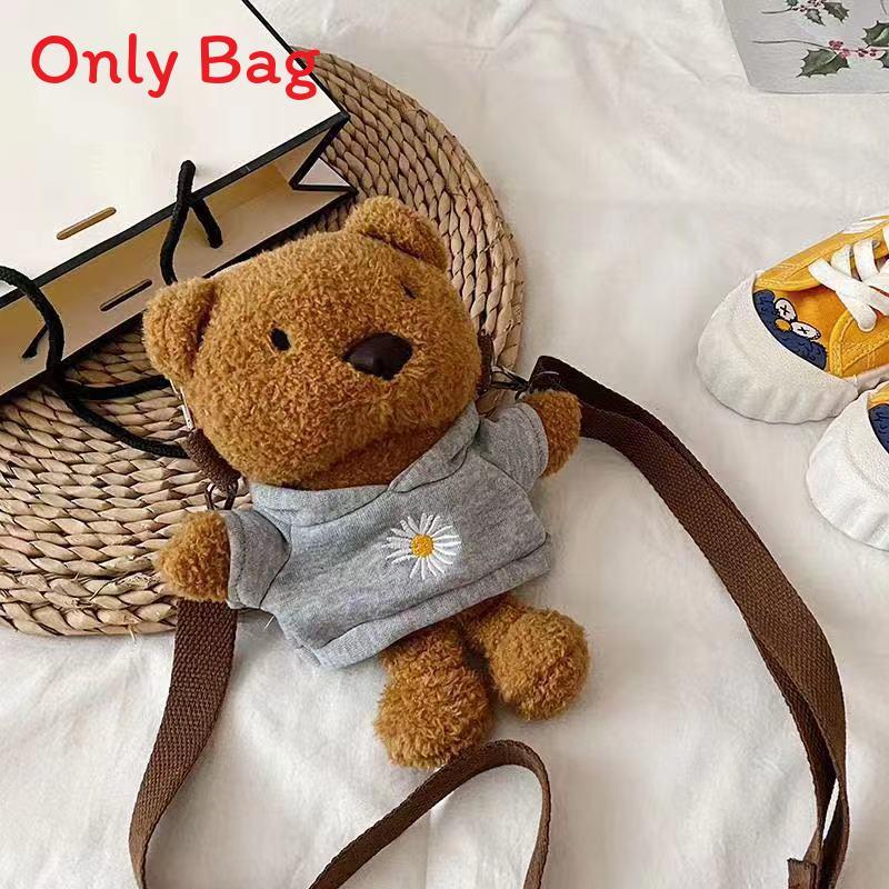 Cartoon Bear Plush Mini Sling Bag With Inner Pocket For Teens Streetwear Fashion