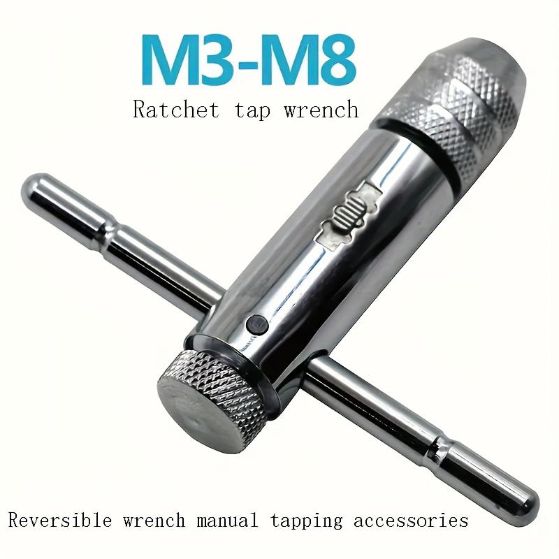 1pc Adjustable Ratchet Tap Wrench, Durable Steel Hand Tool, M3-M8 Sizes, Industrial Grade, for Threading and Deburring [Zixian]