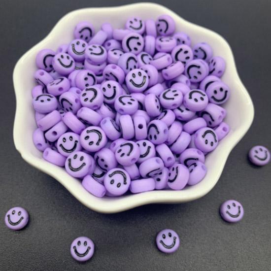 

50 шт., 7 мм, разноцветные акриловые бусины, изготовленные своими руками, креативные милые улыбающиеся бусины, свободные бусины, изготовление браслета