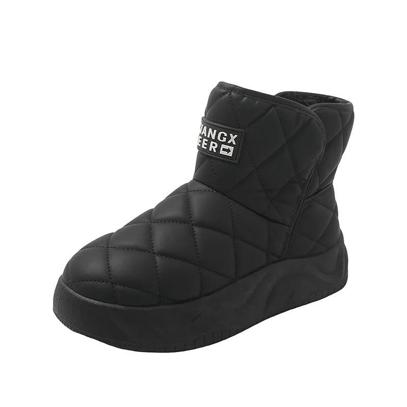 Fashion Snow Boots Women's Velvet Thickening New Winter Fashion Short-tube Slip-on Warm Bread Cotton Shoes Winter Boots Platform Shoes