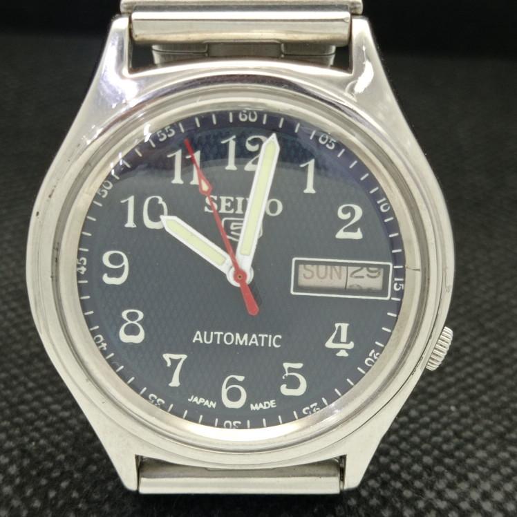 USED VINTAGE SEIKO 5 AUTOMATIC 7006A JAPAN MENS D/D BLUE WATCH 621b-a413554-2 SKU621b-a413554