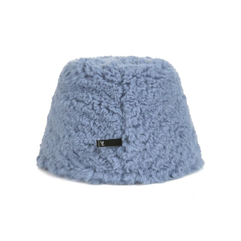 VARZAR Fur Long Label Boucle Drop Bucket Hat Blue