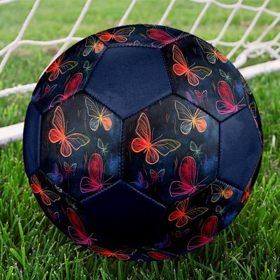 1PC Neon Butterflies Dance Soccer Ball Size 5 Football Machine Sewn Indoor/Outdoor Universal Football W21