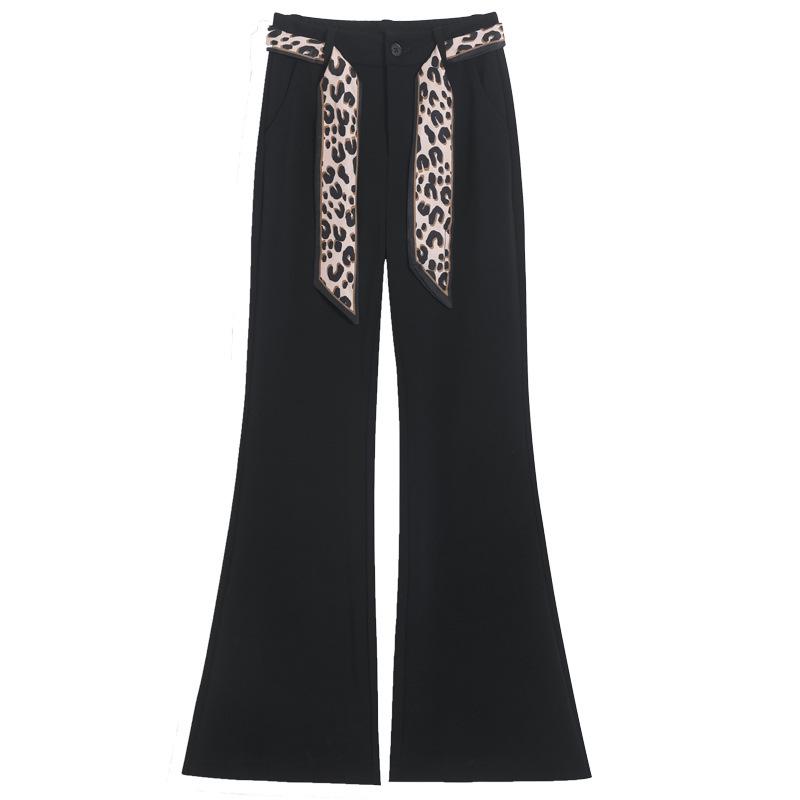Women's High Waist Black Micro Flare Pants - Slimming Drape, Small Sizes, Bell Bottom Style for Spring/Autumn.