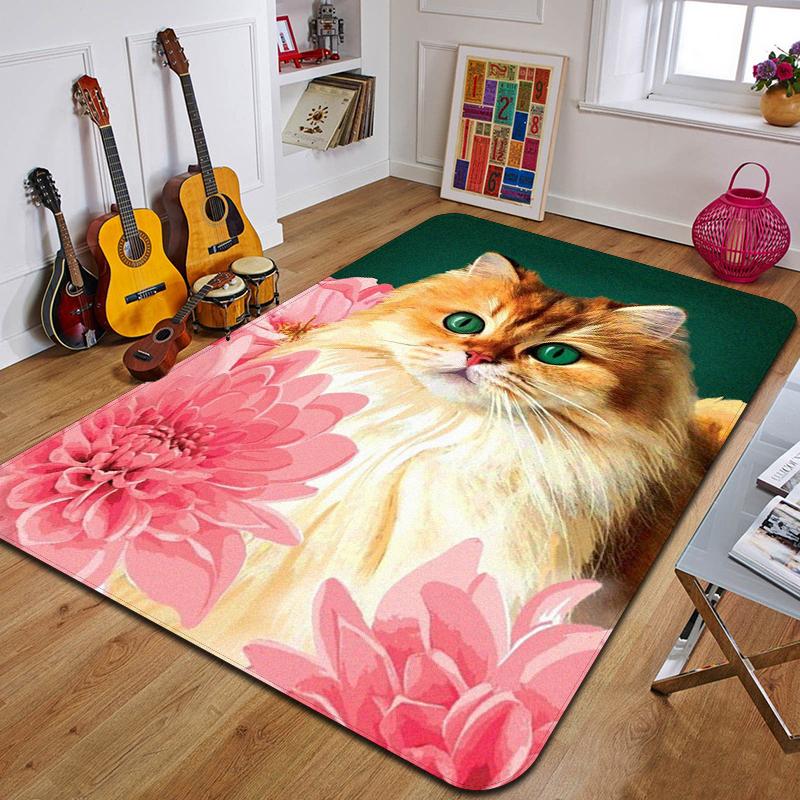 C-Niedliche Katze Bedruckter Teppich Mode Yogamatte Rutschfester Teppich Schlafzimmerdekoration Außenteppich Schlafzimmer Geburtstagsgeschenk