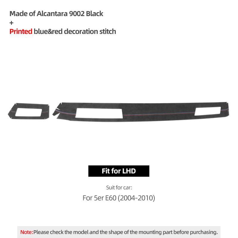 For BMW E60 Series 5 2004-2010 Dashboard Panel trument Trim Frame Sticker Cover Made of Alcantara Car Auto Interior Accessory