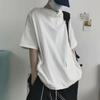 Men's Trendy Hong Kong Style Hooded T-Shirt: Loose-Fit, Short-Sleeved, Half-High Collar