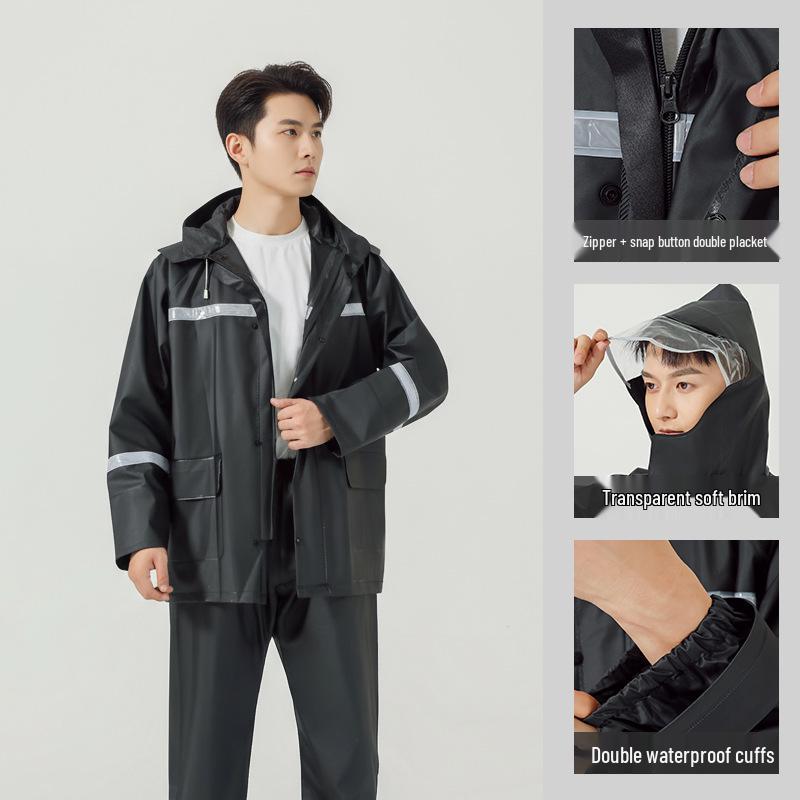 

Світловідбиваючий водонепроникний костюм для верхової їзди Qi an: Дорослий Роздільний Дощовик та Штани M чорний