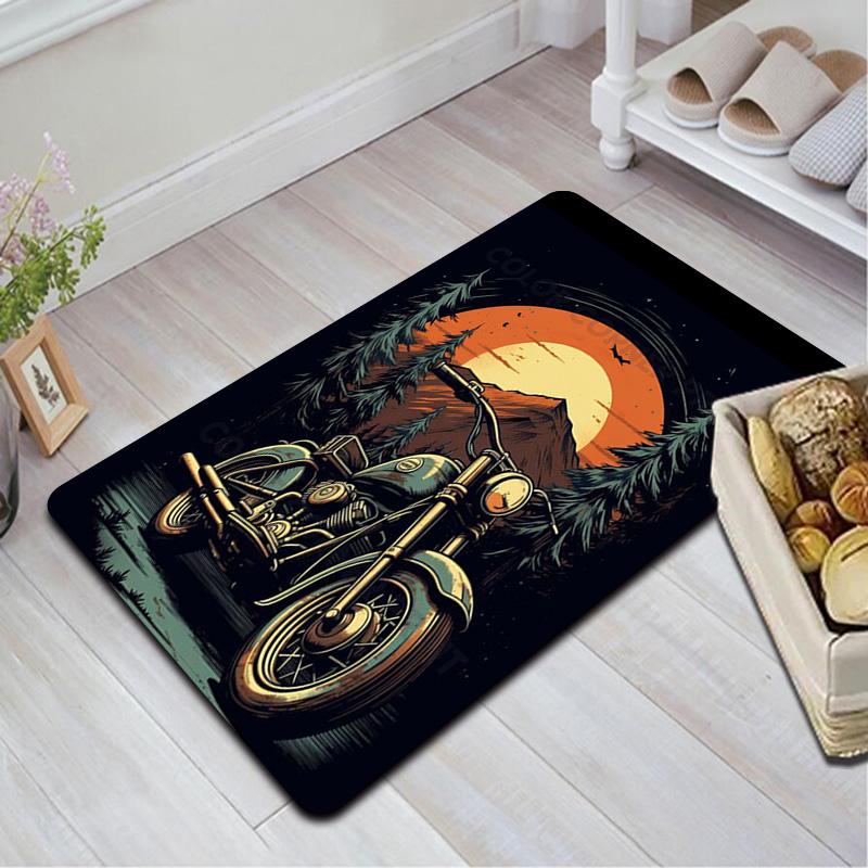 Vintage Motorcycle Rug Floor Mat for Living Room or Bedroom Soft and Comfortable Carpet a Gift for Birthday and Holiday.MFF0918216