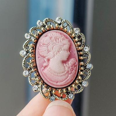 Mode Cameo Brosche Schönheit Kopf Corsage, Legierung Strass Corsage Kleidung, Pin Zubehör Frauen