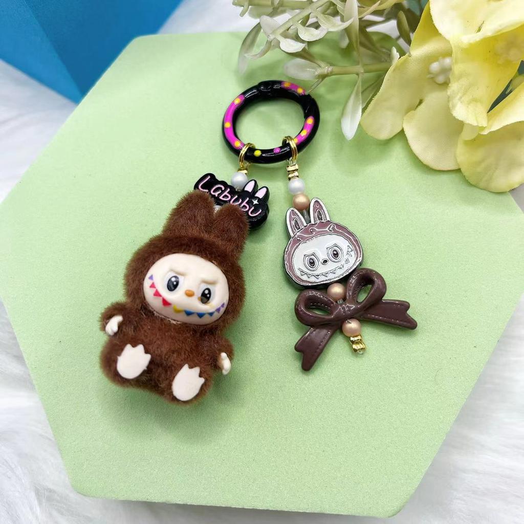 Vinil Parti Peluş Makaron Sevimli Bebek Figür Anahtarlık Çanta Kolyesi