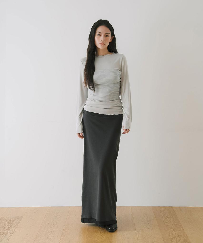 Ieoning Mock Neck Long Sleeve Top, Light Gray