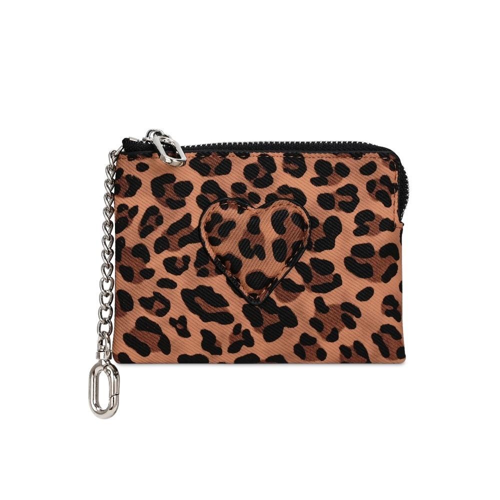 

Lightweight Leopard Print Coin Purse PU Leather Zipper Card Holder Heart Shaped Mini Card Wallet Women Men леопардовий