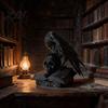 Forniture per Festa a Tema Mistero Statua Teschio Corvo Nero, Statuetta Corvo Gotico Stampata 3D per Scrivania Ornamento Desktop Estetica Oscura Scaffale, Spettrale