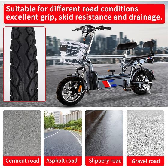 14X2.125 Tubeless Tire, 14 X 2.125 Electric Bike Tire with Angled Valve for 14 Inch Electric Folding Bike, E-Bikes and E-Scooters