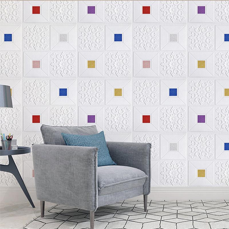 10PCS 3D Tile Brick Wall Sticker Wallpaper Self-adhesive Waterproof Foam Panel