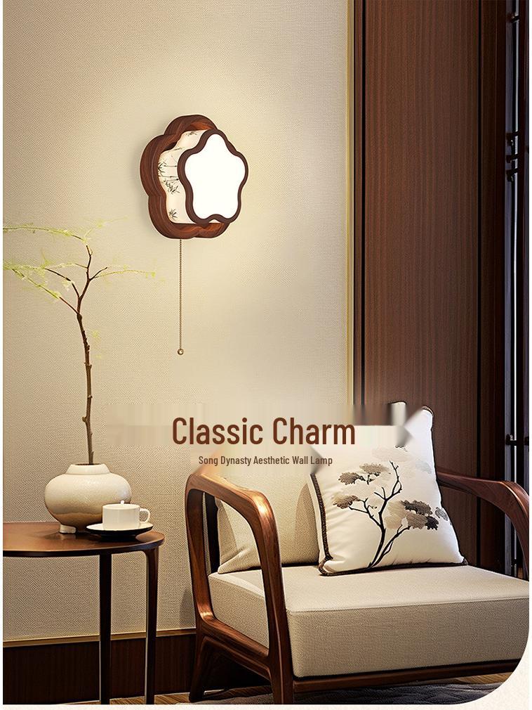 Song Dynasty-Inspired Wall Lamp with Walnut Grain