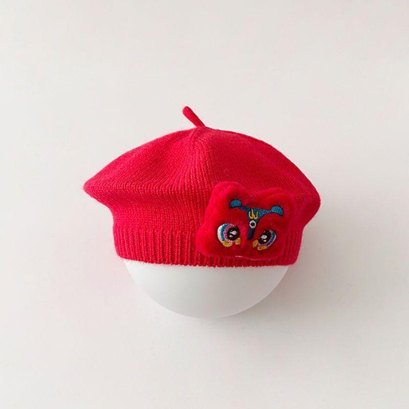 

Cute Cartoon Artist Painter Cap Red Knit Warm Bonnet New Baby Knitted Cap 02