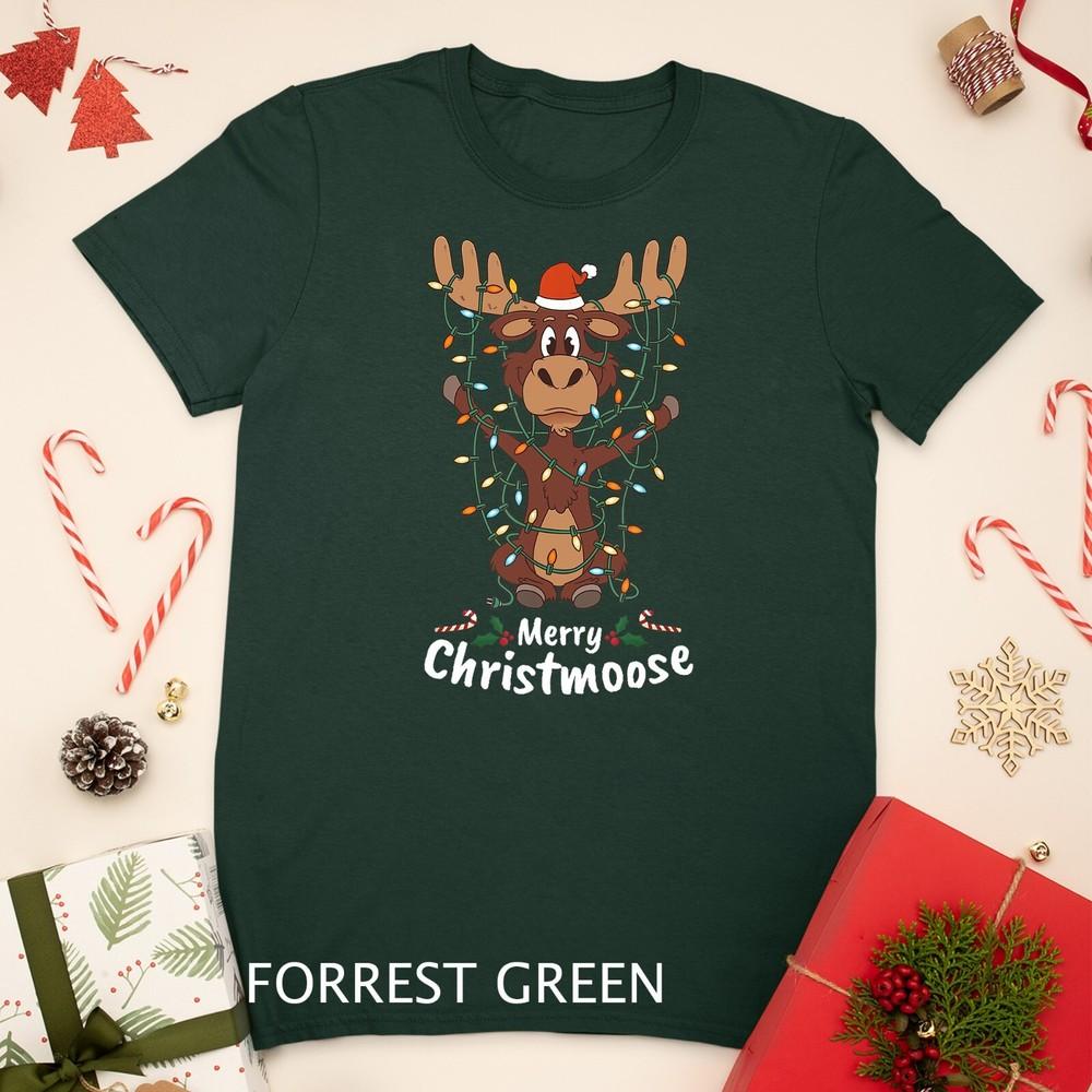 

Merry Christmoose Christmas Moose Xmas Tree Lights Gift Unisex T-shirt 4XL