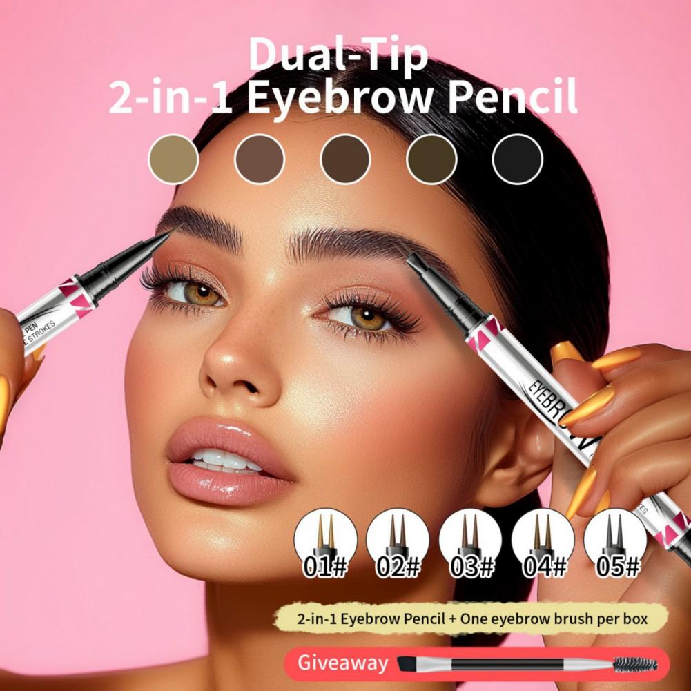 Waterproof Dual-Ended Eyebrow Pen and Eyebrow Brush