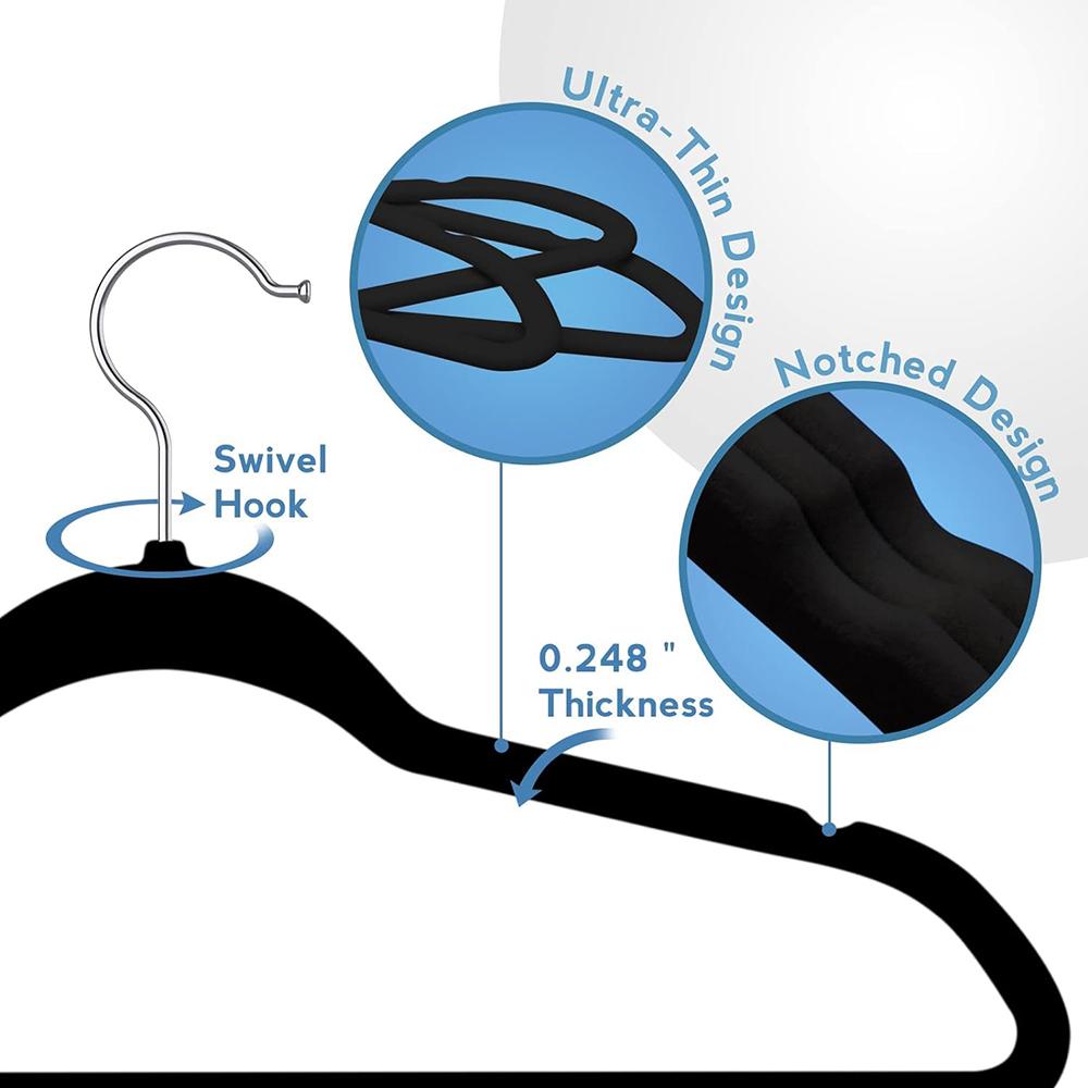 20 Pcs Suit Hangers Ultra Thin Space Saving Coat Hanger and Heavy Duty Clothes Hanger with 360 ° Rotating Hooks for Easy Hanging
