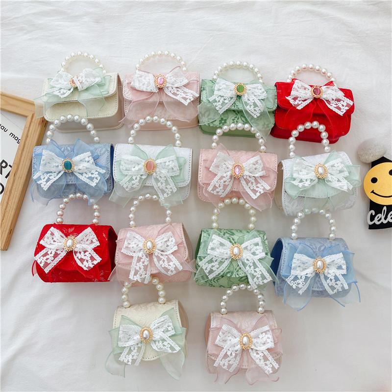 Stylish Children's Pearl Handbag With Bow Design Perfect For Mini Fashionistas And Daily Outings